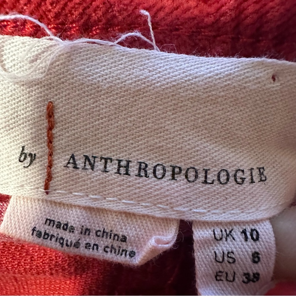 By Anthropologie Utility Barrel Leg Pants Size 6  Red Cargo Pocket - Picture 8 of 15